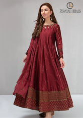 3PCs SUMMER EMBROIDERED KATTAN SILK DRESS RL-1034