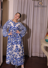 2PCs SUMMER DIGITAL PRINTED KATTAN SILK DRESS RL-1063