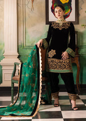 Unstitched 3PCs Embroidered Velvet With Organza Dopata RL-591