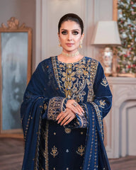 Unstitched 3PCs Embroidered Velvet With Embridered Chiffon Duppatta RL-575