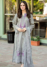 Summer Unstitched 3PCs Embroidered Lawn Dress With Embroidered Bamber Chiffon Dupatta RL-312