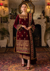 Unstitched 3PCs Embroidered Velvet With Organza Dopata RL-588