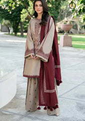 Winter Unstitched 3PCs Embroidered Dhanak Dress With Digital Printed Karandi Shawl RL-503