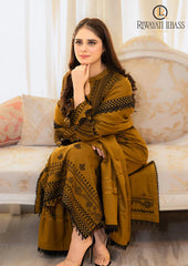 Winter Unstitched 3PCs Embroidered Dhanak Dress With Dhanak Embroidered Shawl RL-598