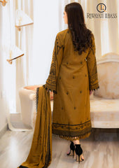 Winter Unstitched 3PCs Embroidered Dhanak Dress With Dhanak Embroidered Shawl RL-598