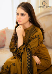 Winter Unstitched 3PCs Embroidered Dhanak Dress With Dhanak Embroidered Shawl RL-598