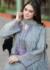 Summer Unstitched 3PCs Embroidered Lawn Dress With Embroidered Bamber Chiffon Dupatta RL-312
