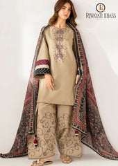 Winter Unstitched 3PCs Embroidered Dhanak Dress With Digital Printed Karandi Shawl RL-609