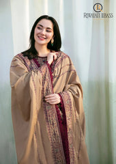 Winter Unstitched 3PCs Heavy Embroidered Dhanak Dress With Dhanak Embroidered Shawl RL-612