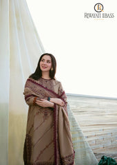 Winter Unstitched 3PCs Heavy Embroidered Dhanak Dress With Dhanak Embroidered Shawl RL-612