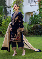 Winter Unstitched 3PCs Embroidered Velvet Dress With Organza Embroidered Dupatta RL-622