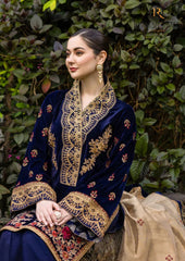 Winter Unstitched 3PCs Embroidered Velvet Dress With Organza Embroidered Dupatta RL-622