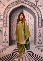 Winter Unstitched 3PCs Embroidered Dhanak Dress With Digital Printed Karandi Shawl RL-623