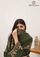 Winter Unstitched 3PCs Embroidered Dhanak Dress With Embroidered Dhanak Shawl RL-624