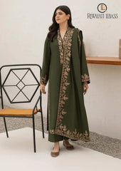 Winter Unstitched 3PCs Embroidered Dhanak Dress With Embroidered Dhanak Shawl RL-624