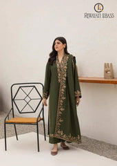 Winter Unstitched 3PCs Embroidered Dhanak Dress With Embroidered Dhanak Shawl RL-624