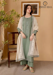 Winter Unstitched 3PCs Embroidered Dhanak Dress With Dhanak Embroidered Shawl RL-625