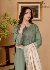 Winter Unstitched 3PCs Embroidered Dhanak Dress With Dhanak Embroidered Shawl RL-625