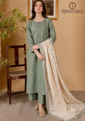 Winter Unstitched 3PCs Embroidered Dhanak Dress With Dhanak Embroidered Shawl RL-625