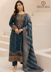 Winter Unstitched 3PCs Embroidered Dhanak Dress With Digital Printed Karandi Shawl RL-627