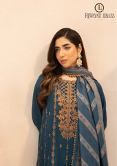 Winter Unstitched 3PCs Embroidered Dhanak Dress With Digital Printed Karandi Shawl RL-627