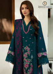 Winter Unstitched 3PCs Heavy Embroidered Dhanak Dress With Digital Printed Karandi Shawl RL-628