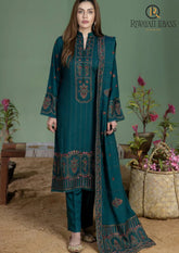 Winter Unstitched 3PCs Heavy Embroidered Dhanak Dress With Dhanak Embroidered Shawl RL-629