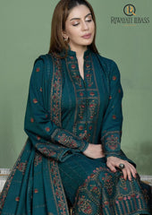 Winter Unstitched 3PCs Heavy Embroidered Dhanak Dress With Dhanak Embroidered Shawl RL-629