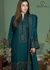Winter Unstitched 3PCs Heavy Embroidered Dhanak Dress With Dhanak Embroidered Shawl RL-629