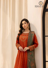 Winter Unstitched 3PCs Embroidered Dhanak Dress With Digital Printed Karandi Shawl RL-632