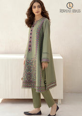 Winter Unstitched 3PCs Embroidered Khaddar Dress With Bambal Shawl RL-633