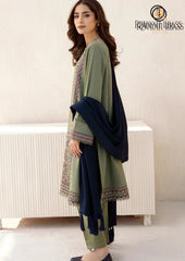 Winter Unstitched 3PCs Embroidered Khaddar Dress With Bambal Shawl RL-633