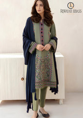 Winter Unstitched 3PCs Embroidered Khaddar Dress With Bambal Shawl RL-633
