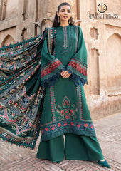 Winter Unstitched 3PCs Heavy Embroidered Dhanak Dress With Digital Printed Karandi Shawl RL-635