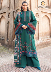 Winter Unstitched 3PCs Heavy Embroidered Dhanak Dress With Digital Printed Karandi Shawl RL-635