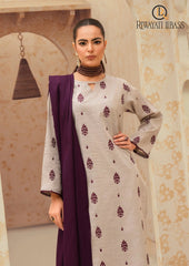 Winter Unstitched 3PCs Embroidered Dhanak Dress With Bambal Shawl RL-637