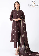 Winter Unstitched 3PCs Embroidered Dhanak Dress With Dhanak Embroidered Shawl RL-644