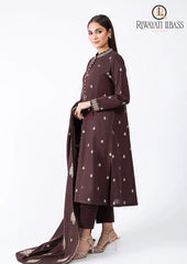 Winter Unstitched 3PCs Embroidered Dhanak Dress With Dhanak Embroidered Shawl RL-644