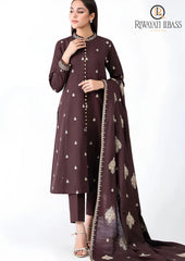 Winter Unstitched 3PCs Embroidered Dhanak Dress With Dhanak Embroidered Shawl RL-644