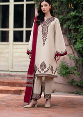 Winter Unstitched 3PCs Embroidered Dhanak Dress With Digital Printed Karandi Shawl RL-659