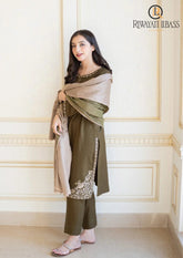 Winter Unstitched 3PCs Embroidered Dhanak Dress With Dhanak Shawl RL-648