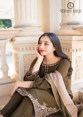 Winter Unstitched 3PCs Embroidered Dhanak Dress With Dhanak Shawl RL-648