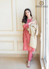 Winter Unstitched 3PCs Embroidered Dhanak Dress With Dhanak Shawl RL-649