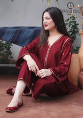 Winter Unstitched 3PCs Embroidered Dhanak Dress With Embroidered Dhanak Shawl RL-651