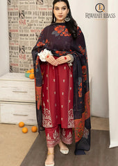 Winter Unstitched 3PCs Embroidered Dhanak Dress With Digital Printed Karandi Shawl RL-651