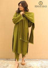 Winter Unstitched 3PCs Embroidered Dhanak Dress With Embroidered Dhanak Shawl RL-653