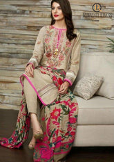 Winter Unstitched 3PCs Embroidered Dhanak Dress With Digital Printed Karandi Shawl RL-653