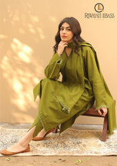 Winter Unstitched 3PCs Embroidered Dhanak Dress With Embroidered Dhanak Shawl RL-653