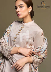 Winter Unstitched 3PCs Embroidered Dhanak Dress With Digital Printed Karandi Shawl RL-654