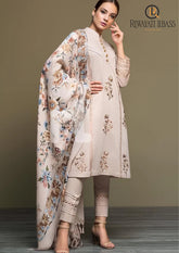 Winter Unstitched 3PCs Embroidered Dhanak Dress With Digital Printed Karandi Shawl RL-654